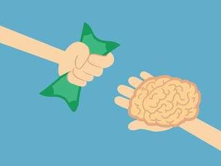 Hand holding money dollars. Financial and business concept. vect