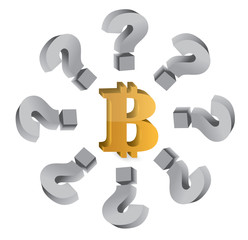bitcoin and question marks concept