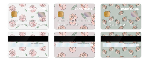 Kreditkarten Set mit Rosen-Muster