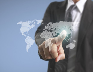 Hand touch virtual icon social network