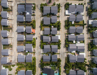 aerial view of home village in bangkok thailand