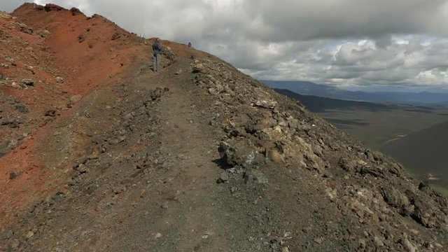 Climbing to northern break Great Tolbachik Fissure Eruption stock footage video