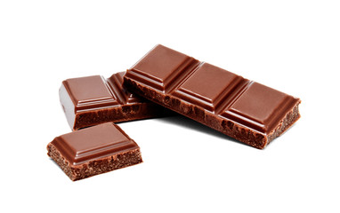 Dark milk chocolate bars stack isolated
