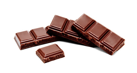 Dark milk chocolate bars stack isolated