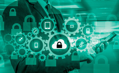 Protect cloud information data concept. Security and safety of cloud data