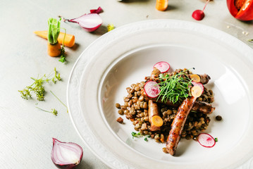 lentil with sausages