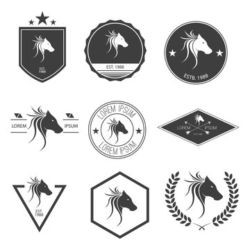 Hipster Horse Badges, Emblems, Logos, or Icon. Isolated.