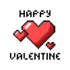 Happy Valentine Pixel Heart Greeting
