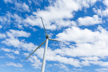 Wind turbine with blue sky