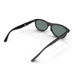 Cool sunglasses isolated on white. In black plastic frame. 3D illustration