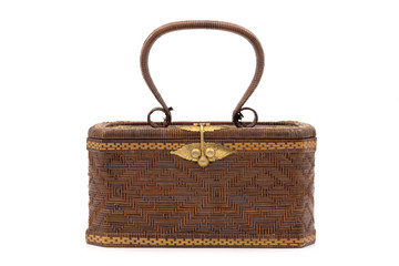 Wicker bag isolated on white background