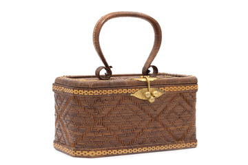 Wicker bag isolated on white background