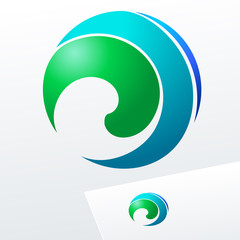 Abstract vector sign in sphere shape. Logotype for Ecology, Pharmacy, Medicine activity