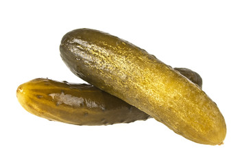 Marinated pickled cucumbers isolated on white background