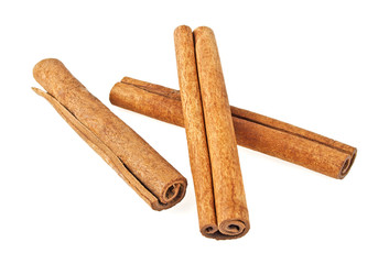 Cinnamon sticks isolated on white background