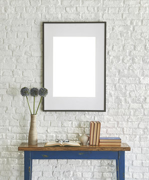 vintage blue table and frame