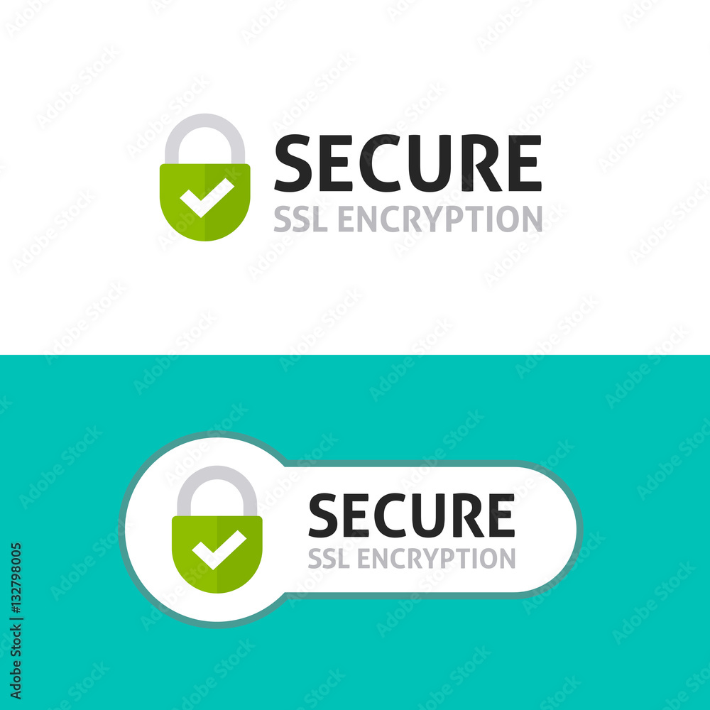 Poster ssl secure https connection icon vector illustration isolated on white background, flat style secure