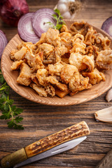 Salty pork greaves