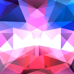 Background made of blue, white, pink triangles. Square composition with geometric shapes. Eps 10
