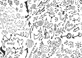 hand-drawn doodle seamless pattern with arrows