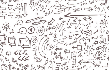 hand-drawn doodle seamless pattern with arrows