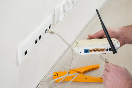 Electrician working , close-up of Electrician work


