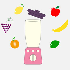 Food processor, mixer, blender and fruits