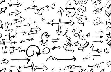 Vector hand drawn arrows set