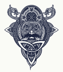 Viking warrior tattoo. Northern warrior, t-shirt design.  Celtic
