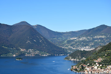 Fototapeta na wymiar Lake Iseo and a glimpse of Monte Isola - Brescia - Italy
