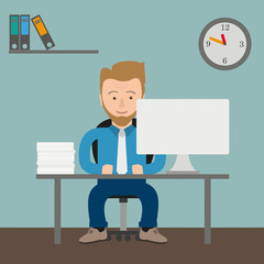 Cartoon Businessman Office