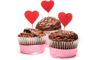 Delicious cupcake for Valentine Day close-up
