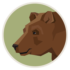 Wild animals collection Brown bear Geometric style icon round