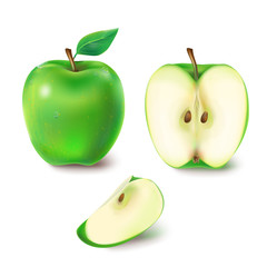  illustration of a juicy green apple.