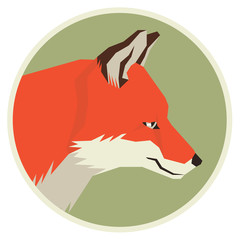 Wild animals collection Head profile of Red Fox Geometric style