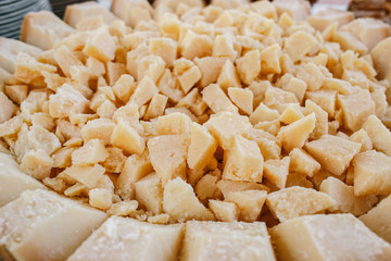 Large and small pieces of cheese