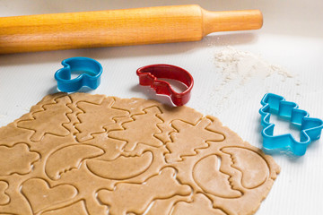 Preparing dough for baking gingerbread cookies