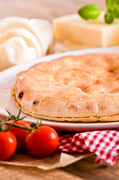 Cheese focaccia bread. 