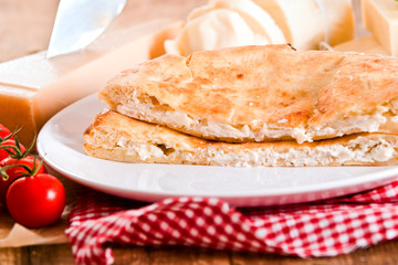 Cheese focaccia bread. 