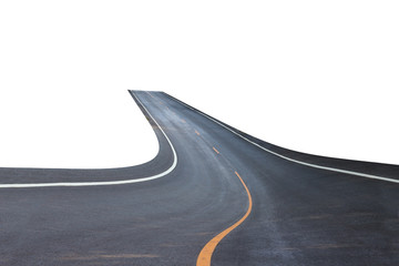 Abstract black asphalt winding Road transport isolated on white background. This has clipping path.