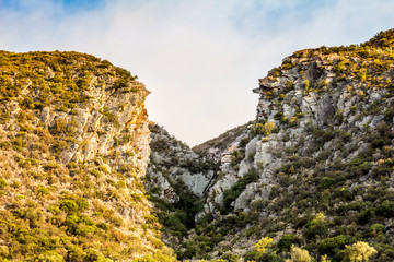 Morning light on cliffs near Meirings Poort, Western Cape, South Africa
