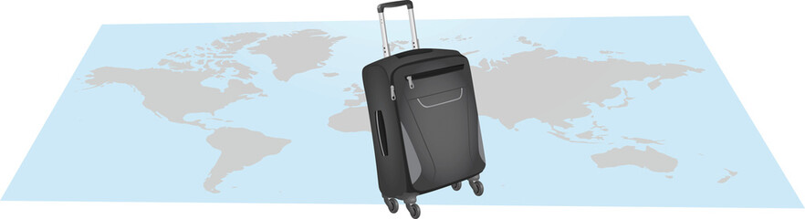 Suitcase on world map vector