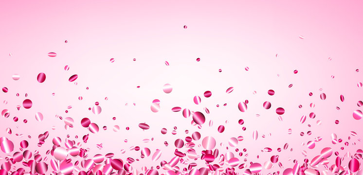 Pink background with glossy confetti.