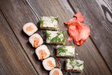 rolls, sushi, eating, food, ginger