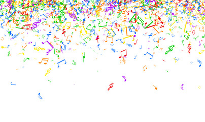 White musical background with notes.