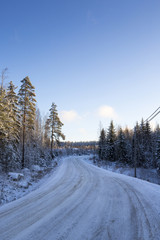 Winter road in the country side.