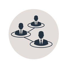Icono plano conexion grupo en circulo gris