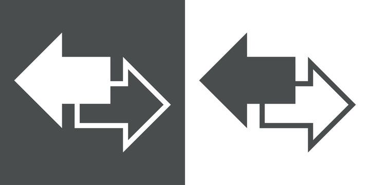 Icono plano doble sentido gris y blanco