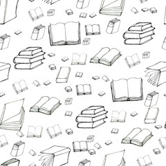 Seamless pattern with books