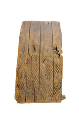 ancient threshing Board. isolated on white.used to separate cereals from their straw